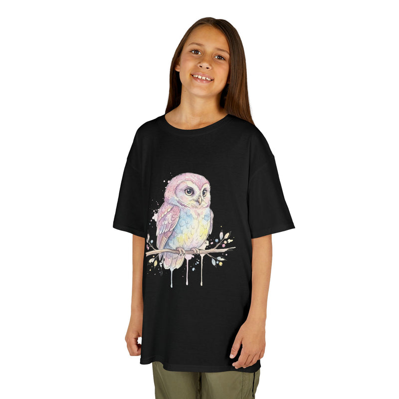 Dreamy Watercolor Pastel Owl T-Shirt — Calming Youth Short Sleeve Tee
