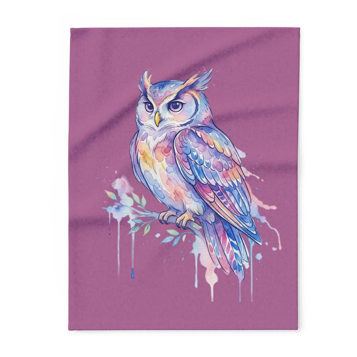 Arctic Fleece Blanket — Dreamy Watercolor Owl Throw Blanket