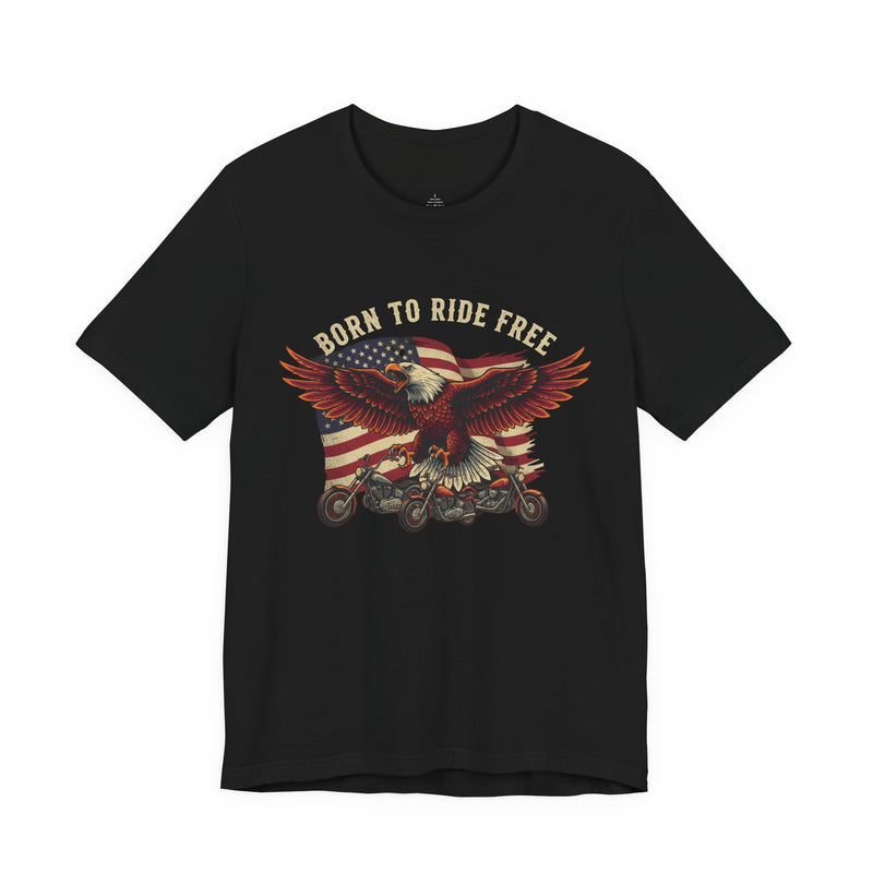 Born to Ride Free USA Eagle Chopper T-Shirt | Motorcycle Graphic